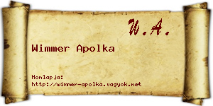 Wimmer Apolka névjegykártya